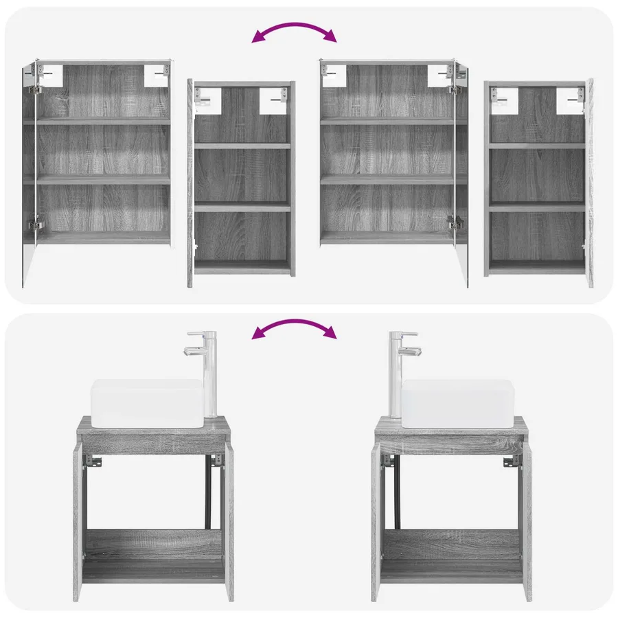 Ensemble d'armoire de salle de bain 5 pcs Sonoma gris - 14