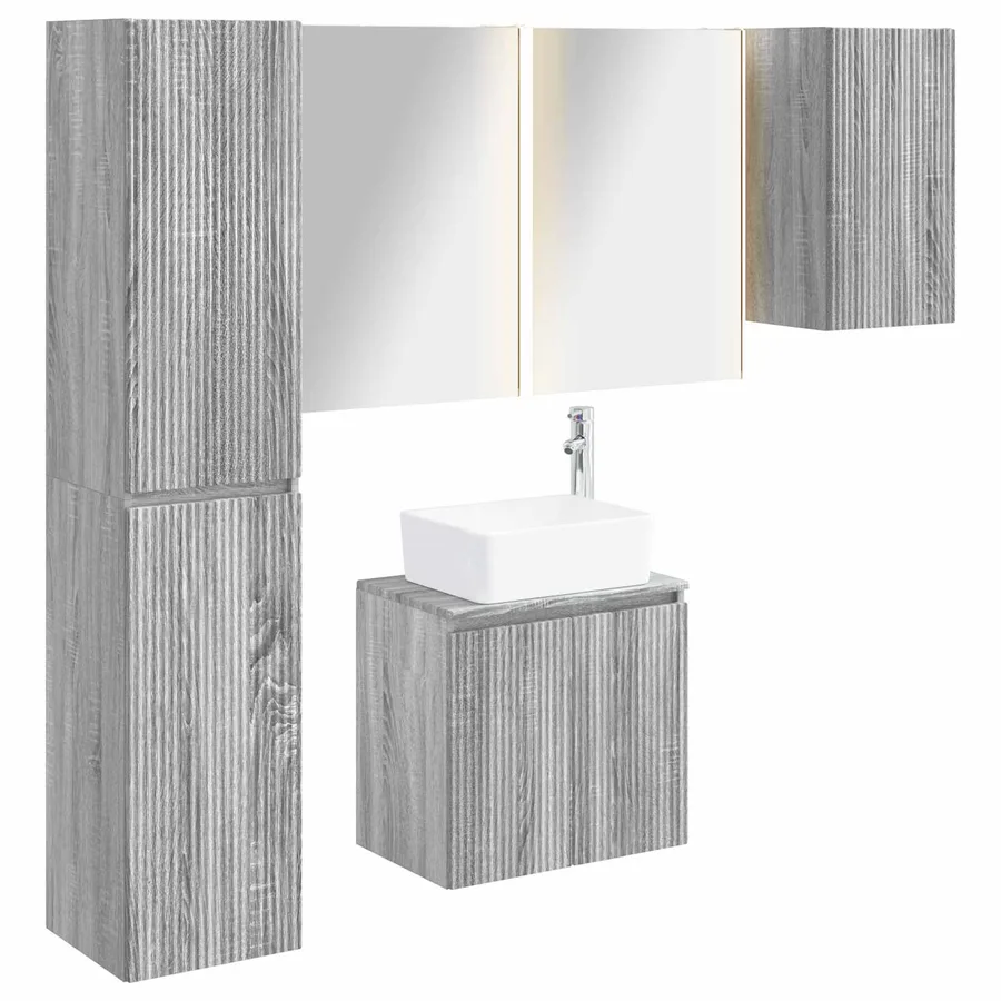 Ensemble d'armoire de salle de bain 5 pcs Sonoma gris - 2