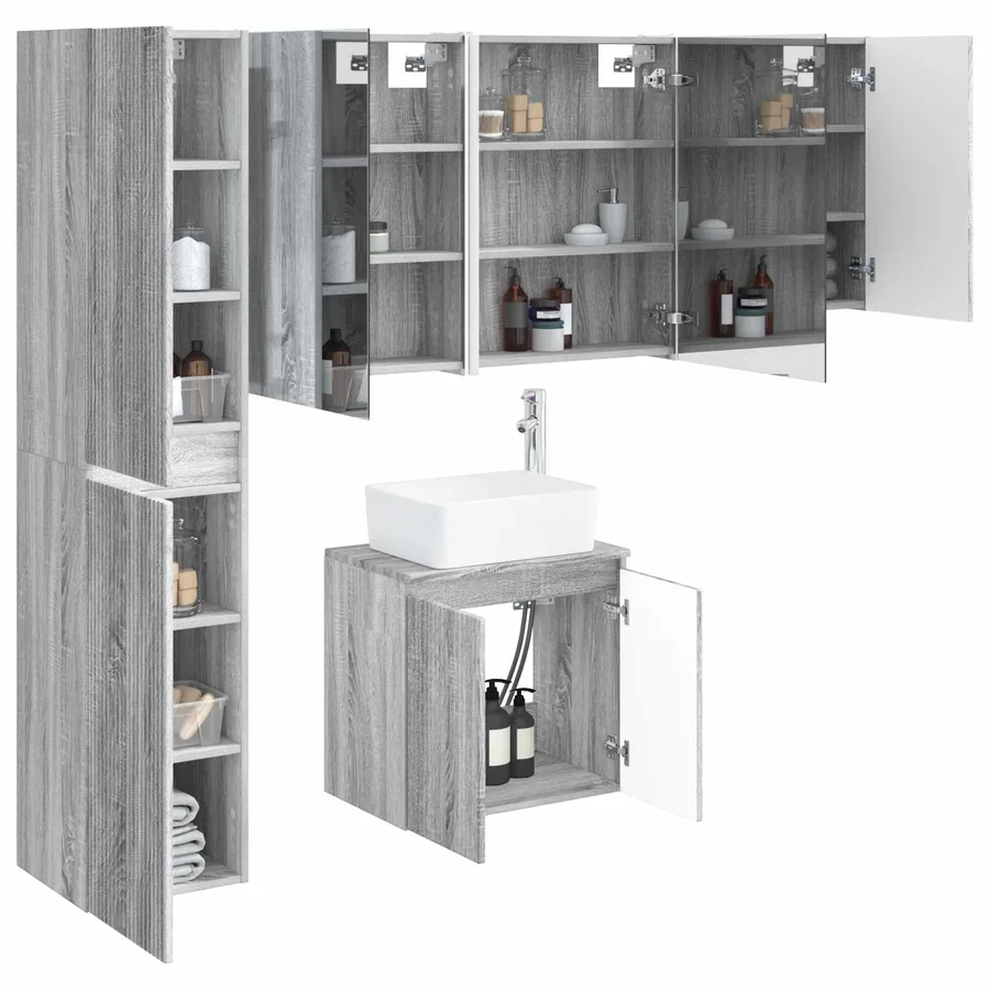 Ensemble d'armoire de salle de bain 5 pcs Sonoma gris - 3