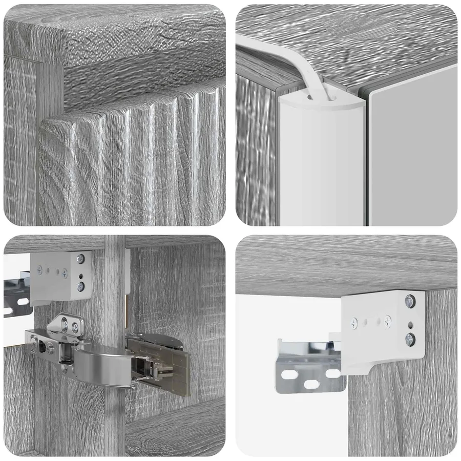 Ensemble d'armoire de salle de bain 5 pcs Sonoma gris - 8