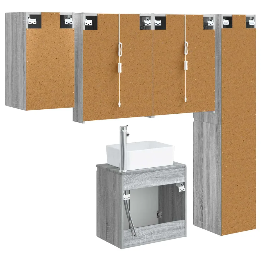 Ensemble d'armoire de salle de bain 5 pcs Sonoma gris - 9