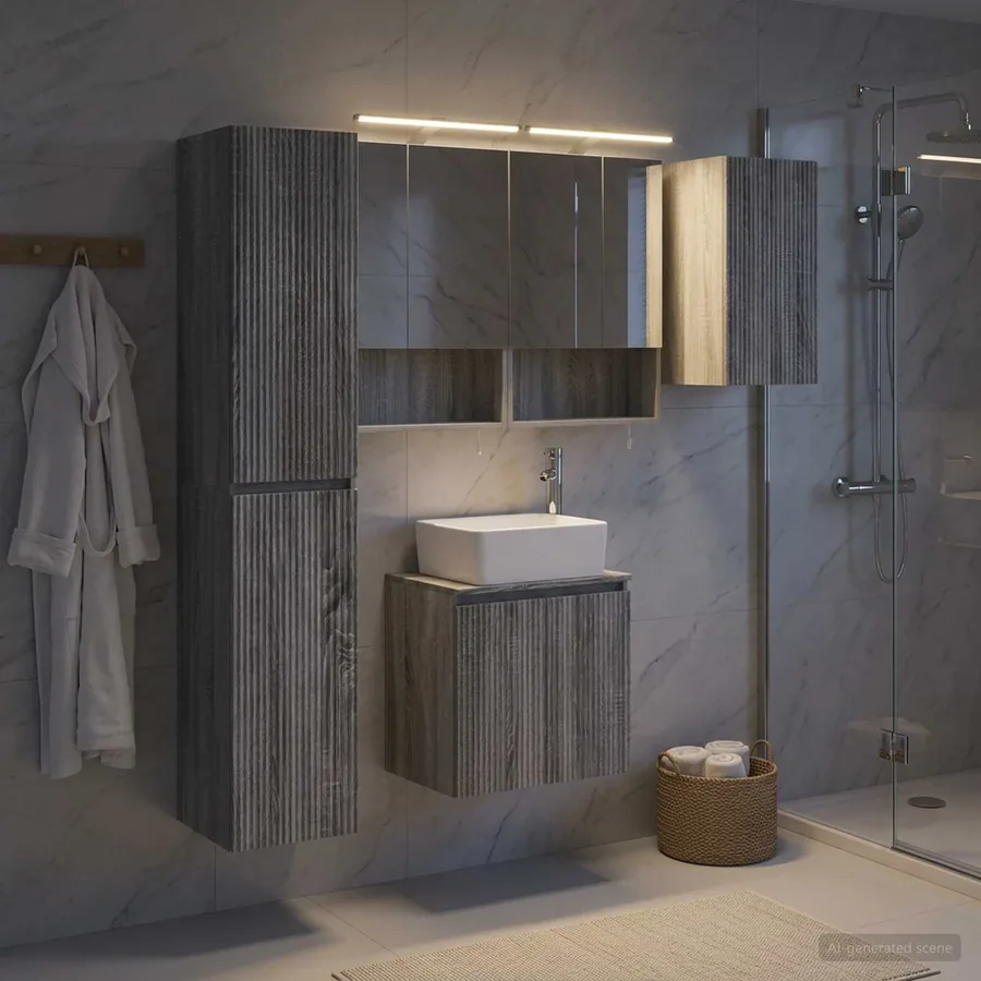 Ensemble d'armoire de salle de bain 5 pcs Sonoma gris