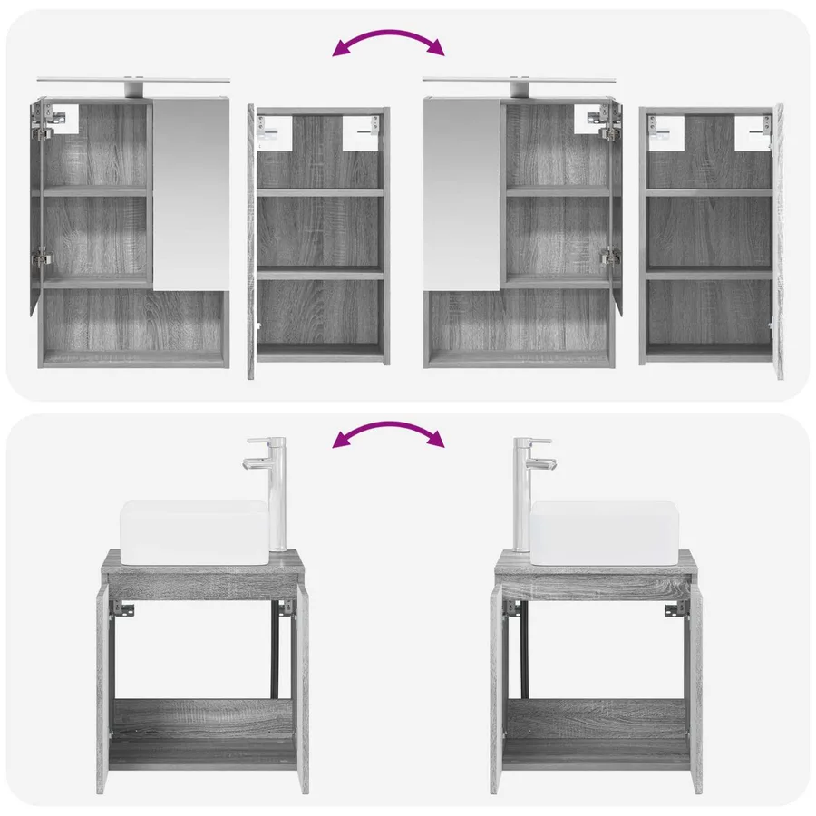 Ensemble d'armoire de salle de bain 5 pcs Sonoma gris - 14