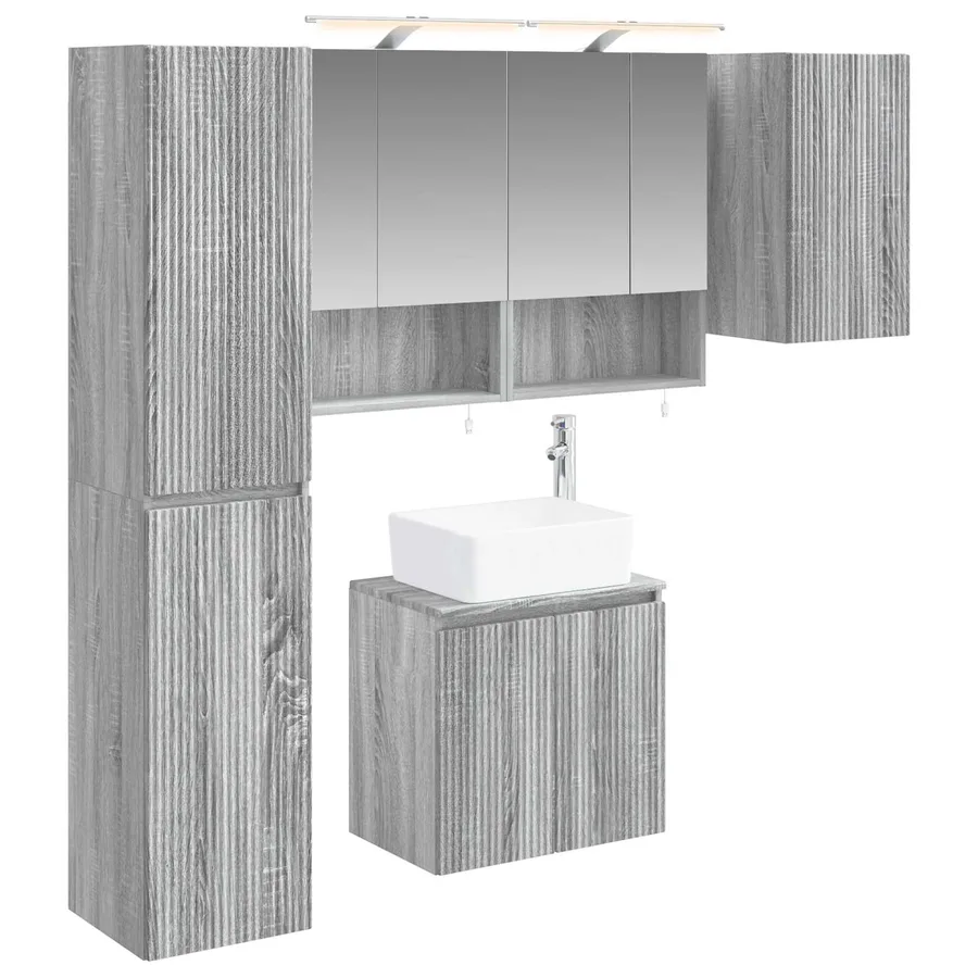 Ensemble d'armoire de salle de bain 5 pcs Sonoma gris - 2