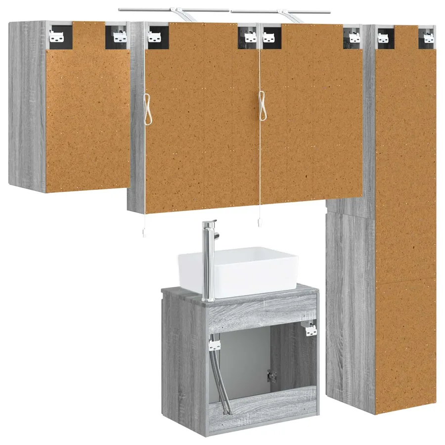 Ensemble d'armoire de salle de bain 5 pcs Sonoma gris - 9