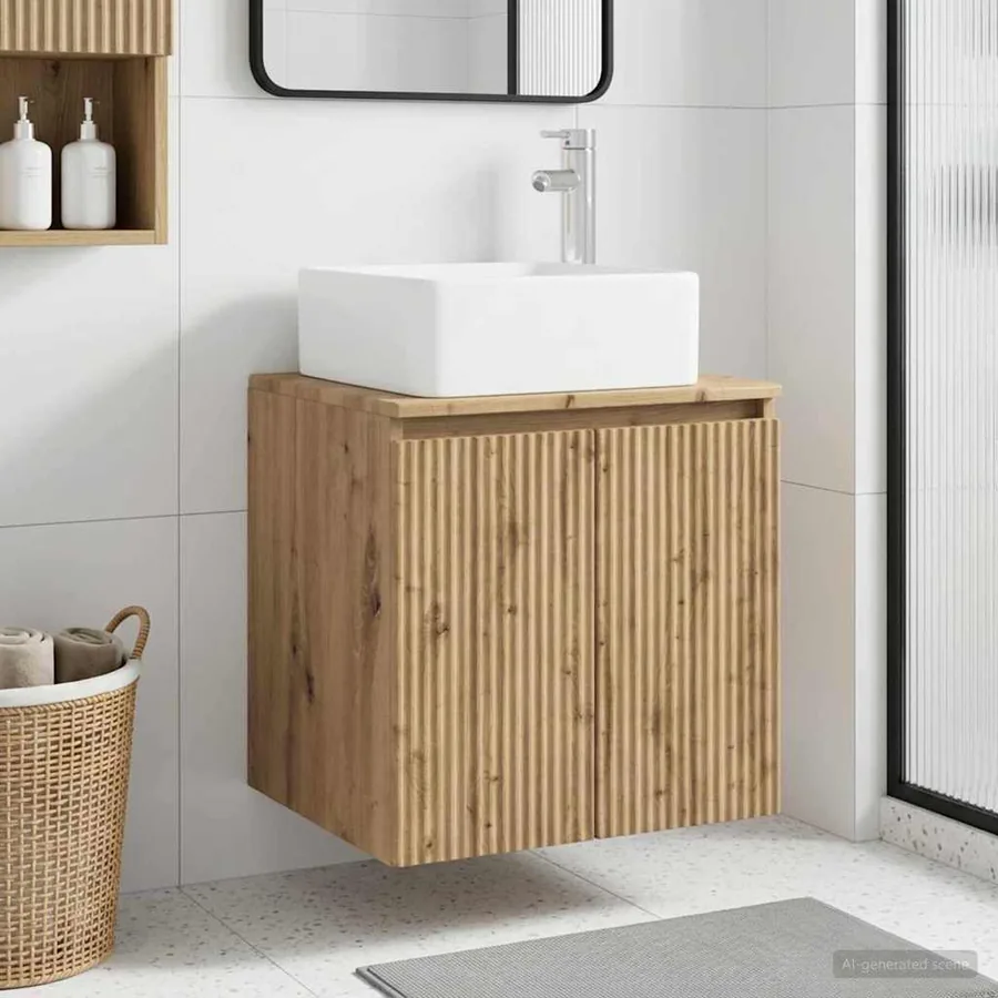 Vanité de lavabo mural Chêne artisanal 49,5 x 41 x 63 cm