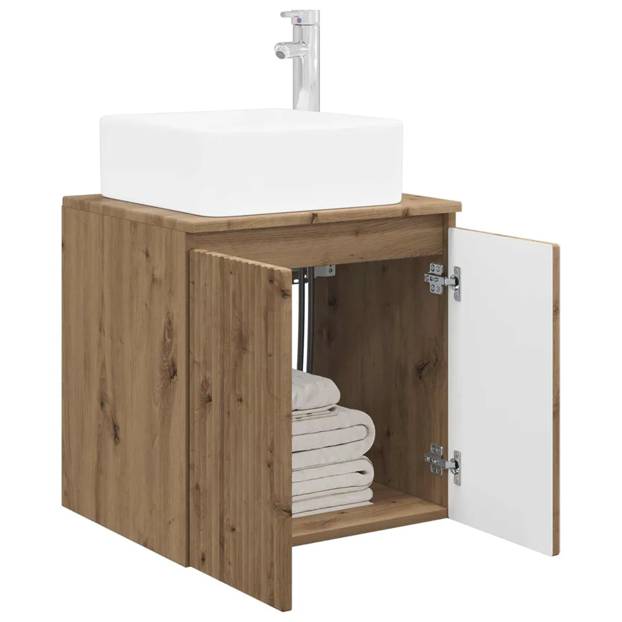 Vanité de lavabo mural Chêne artisanal 49,5 x 41 x 63 cm - 3