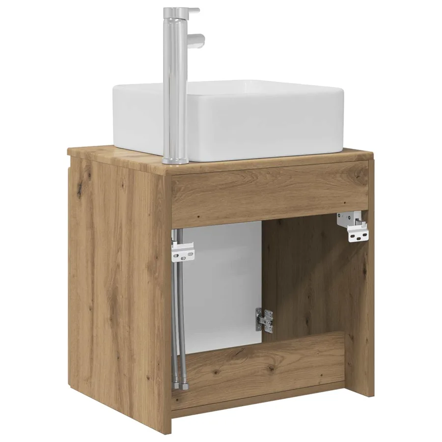 Vanité de lavabo mural Chêne artisanal 49,5 x 41 x 63 cm - 5