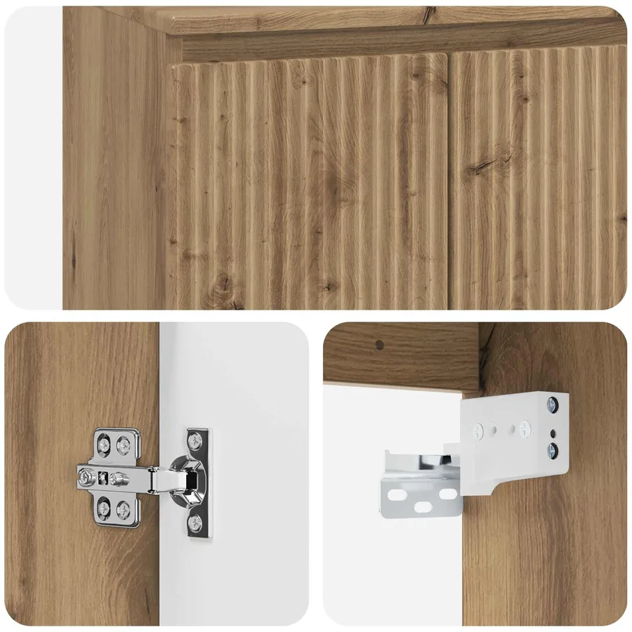 Vanité de lavabo mural Chêne artisanal 49,5 x 41 x 63 cm - 6