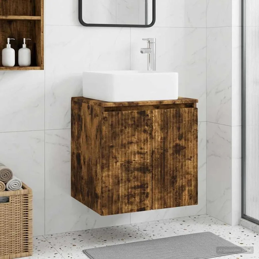 Vanité de lavabo mural Chêne fumé 49,5 x 41 x 63 cm