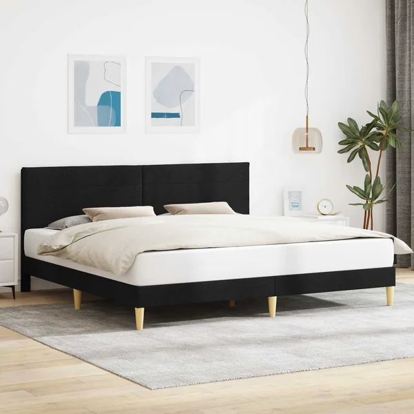 Cadre de lit avec tête de lit Noir 200 x 200 cm Tissu