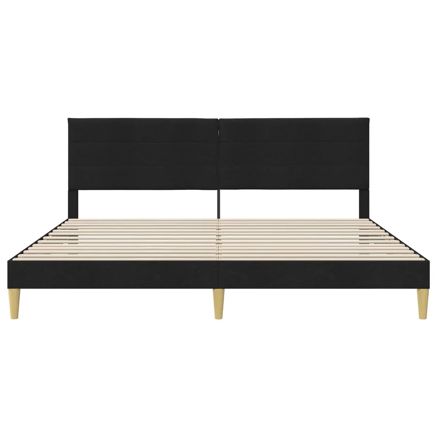 Cadre de lit avec tête de lit Noir 200 x 200 cm Tissu - 4
