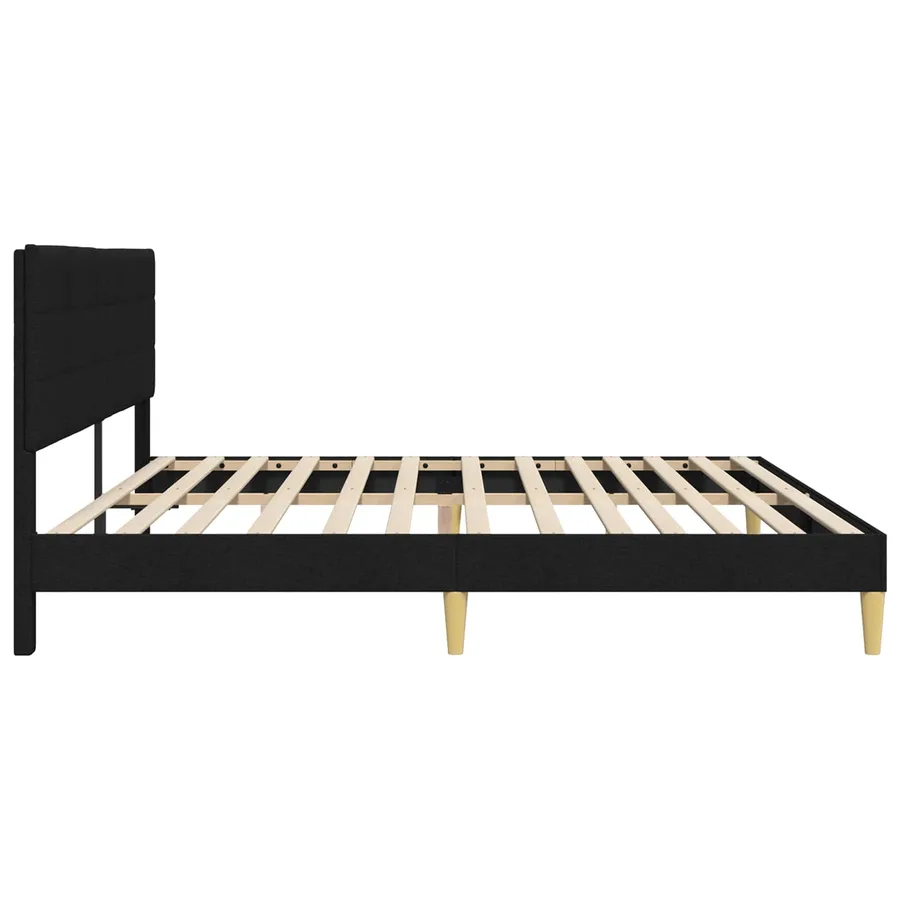 Cadre de lit avec tête de lit Noir 200 x 200 cm Tissu - 5