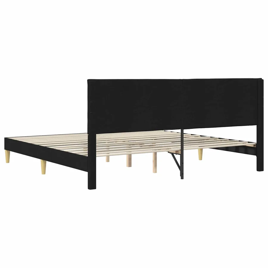 Cadre de lit avec tête de lit Noir 200 x 200 cm Tissu - 6