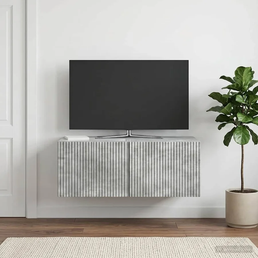 Meuble TV mural Gris béton 78,5 x 41 x 30 cm Bois d'ingénierie