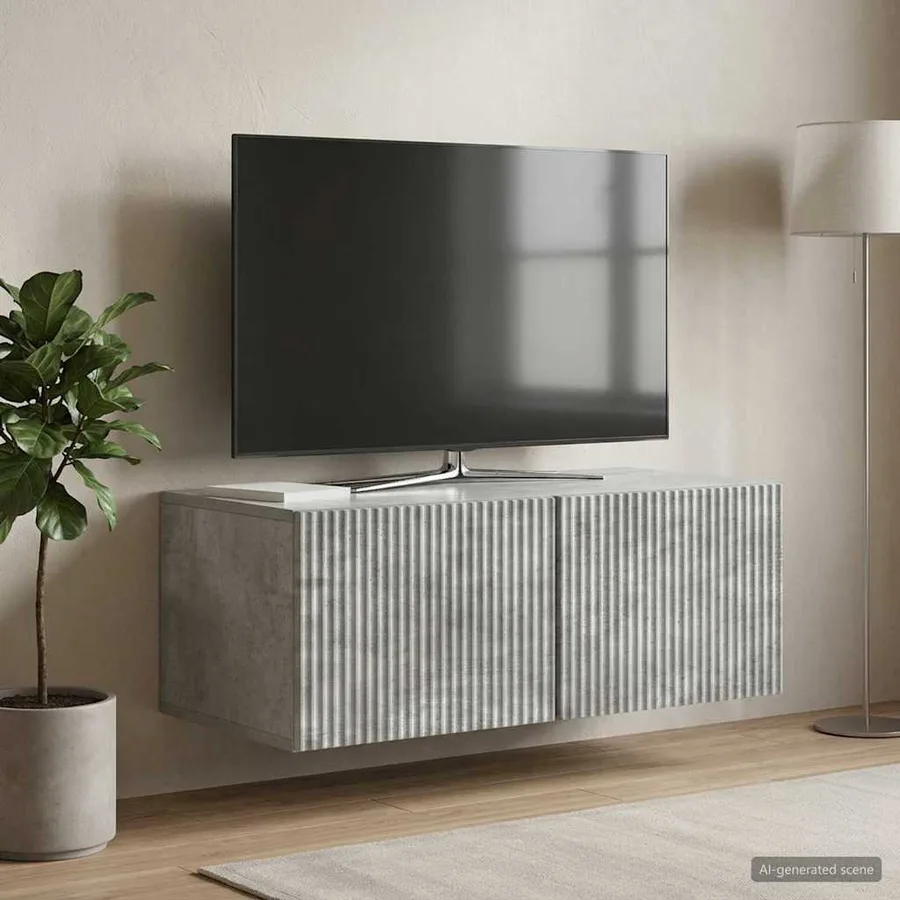 Meuble TV mural Gris béton 78,5 x 41 x 30 cm Bois d'ingénierie - 4