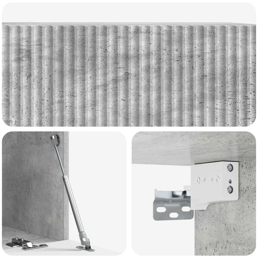 Meuble TV mural Gris béton 78,5 x 41 x 30 cm Bois d'ingénierie - 9