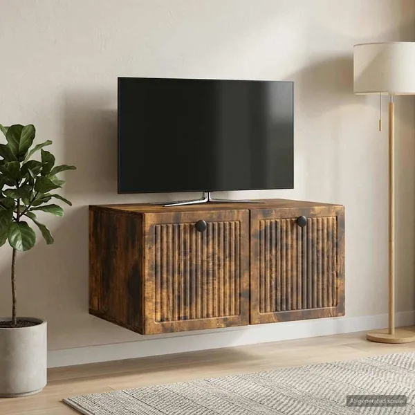 Meuble TV mural Chêne fumé 59,5 x 41 x 30 cm Bois d'ingénierie