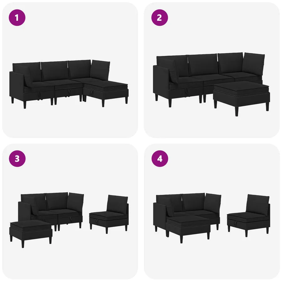 Ensemble de meubles pour le salon 4 pcs Noir Tissu - 11