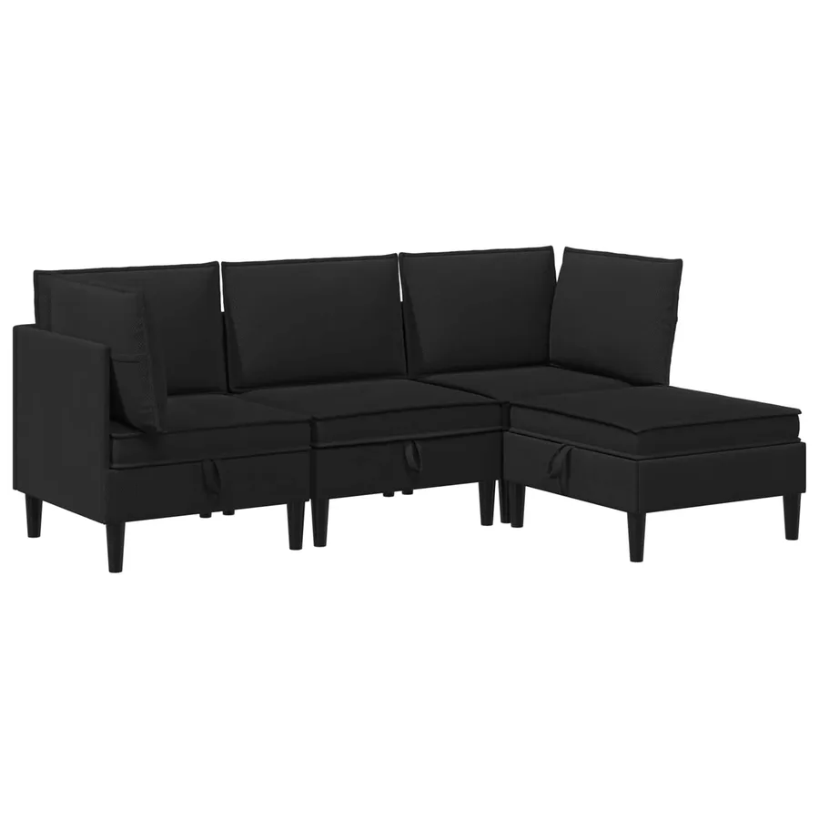 Ensemble de meubles pour le salon 4 pcs Noir Tissu - 2