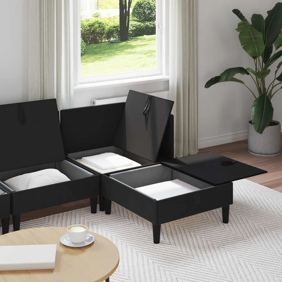 Ensemble de meubles pour le salon 4 pcs Noir Tissu - 3