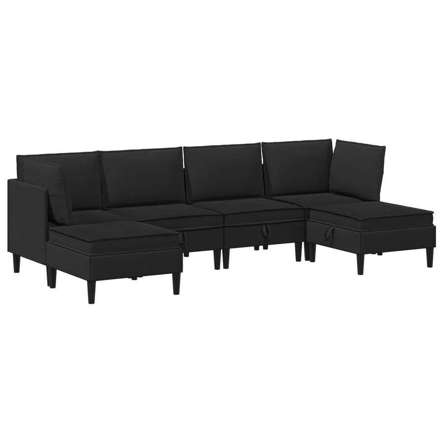 Ensemble de meubles pour le salon 6 pcs Noir Tissu - 2
