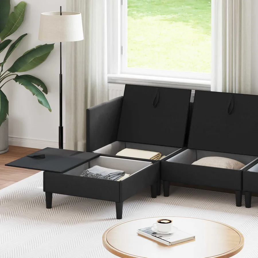 Ensemble de meubles pour le salon 6 pcs Noir Tissu - 3