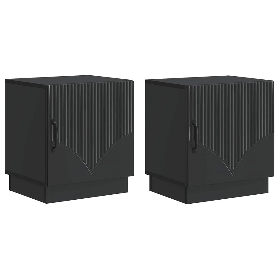 Table de chevet 2 pcs Noir 43 x 34,5 x 47 cm Bois d'ingénierie - 2