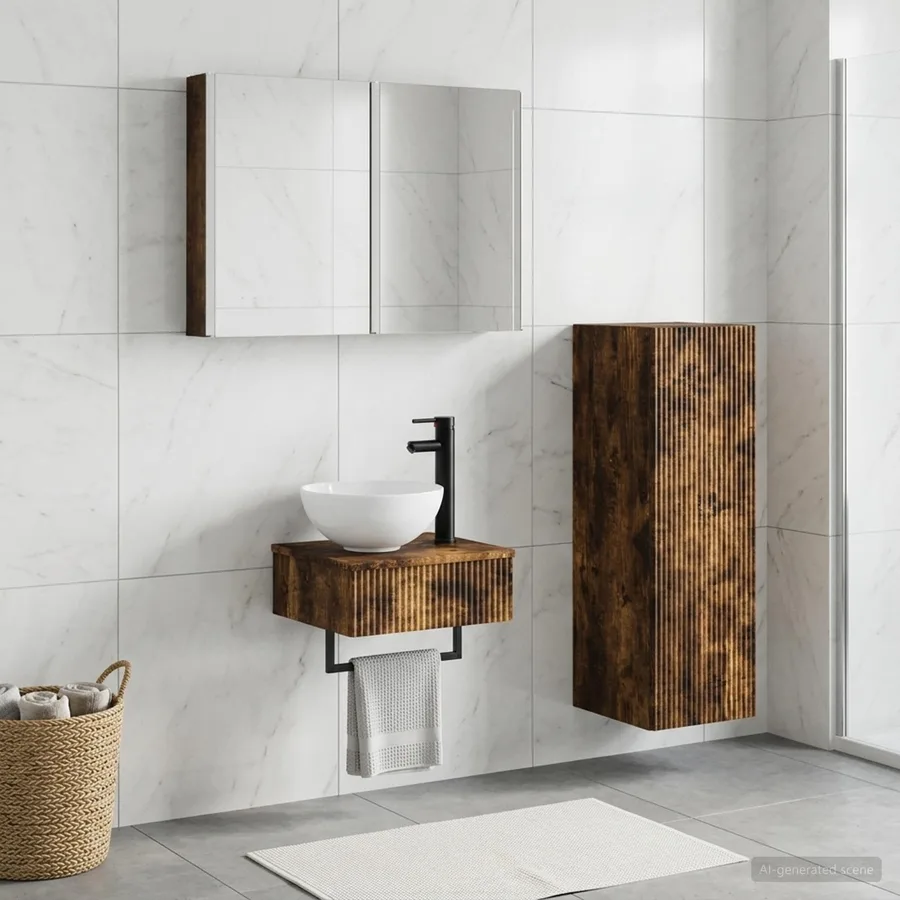 Ensemble d'armoire de salle de bain 4 pcs Chêne fumé - 4