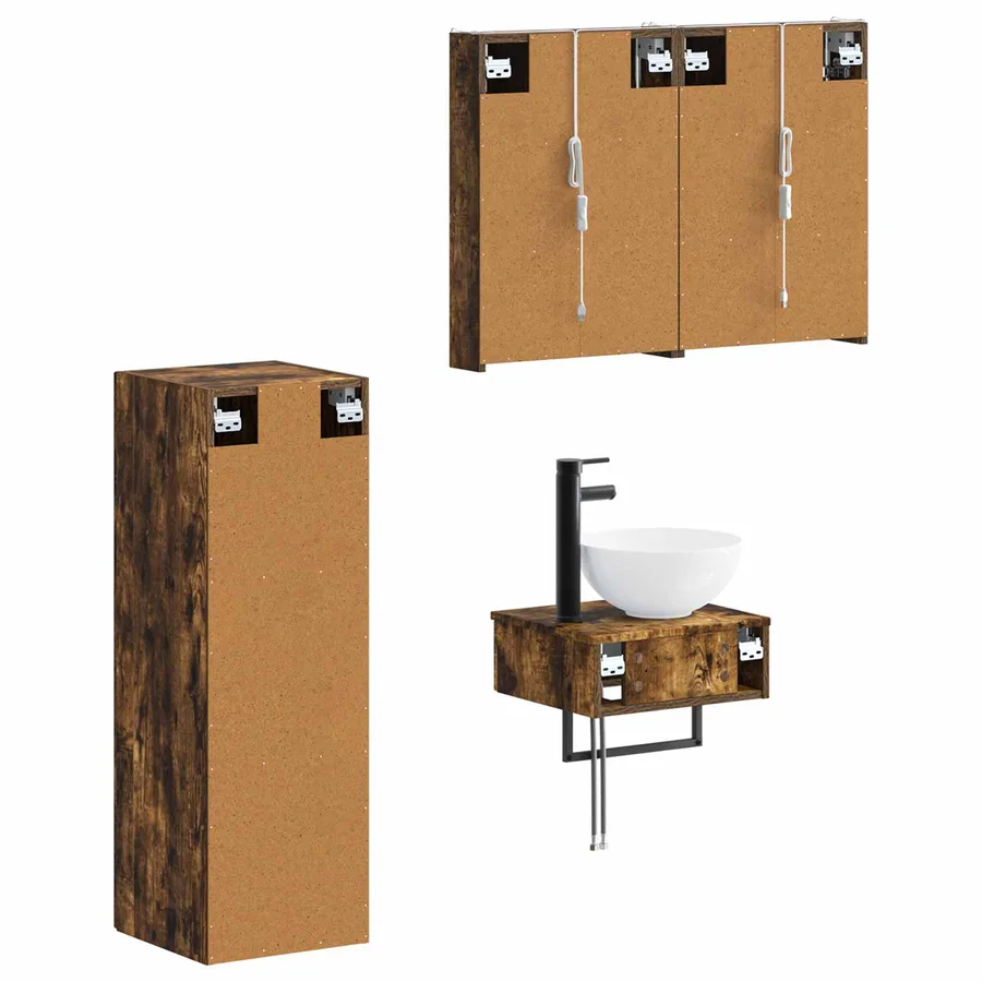 Ensemble d'armoire de salle de bain 4 pcs Chêne fumé - 5