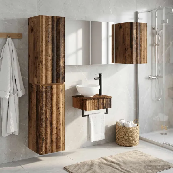 Ensemble de mobilier de salle de bain 5 pcs Bois ancien