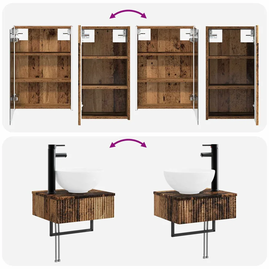 Ensemble de mobilier de salle de bain 5 pcs Bois ancien - 14