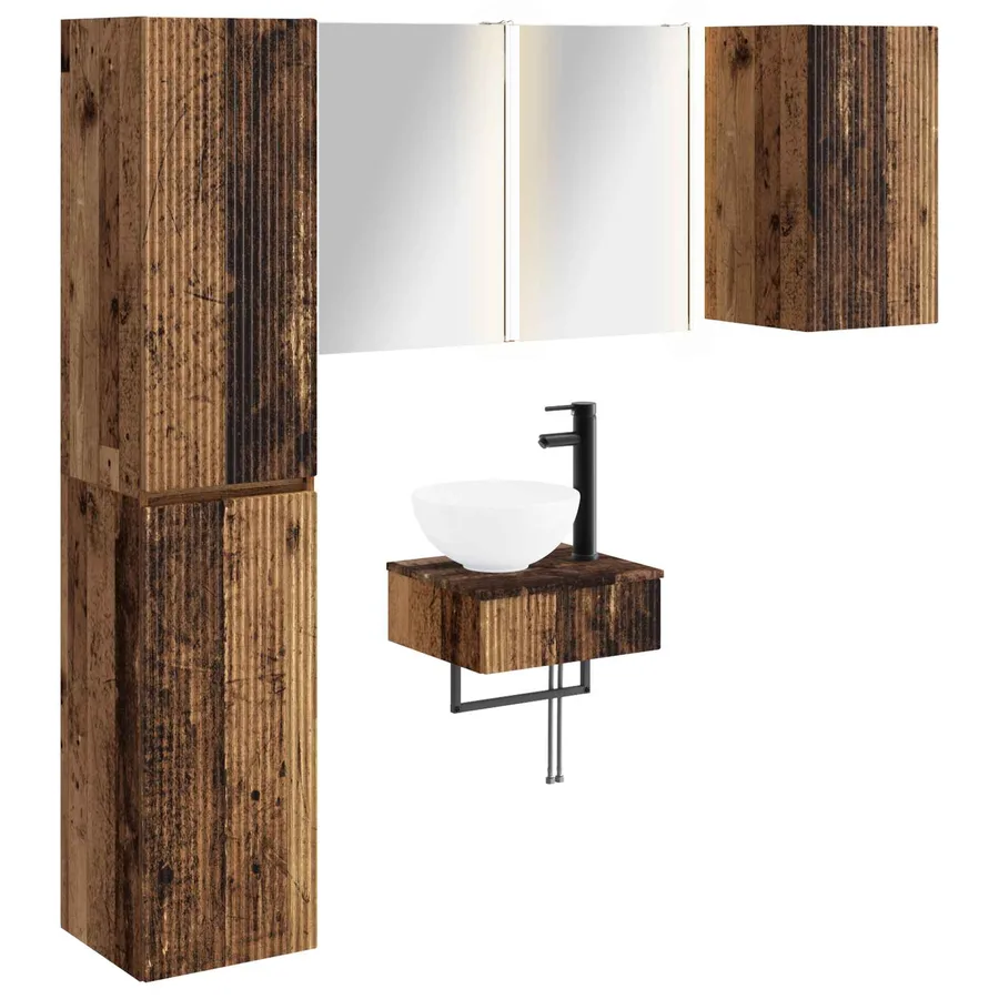 Ensemble de mobilier de salle de bain 5 pcs Bois ancien - 2
