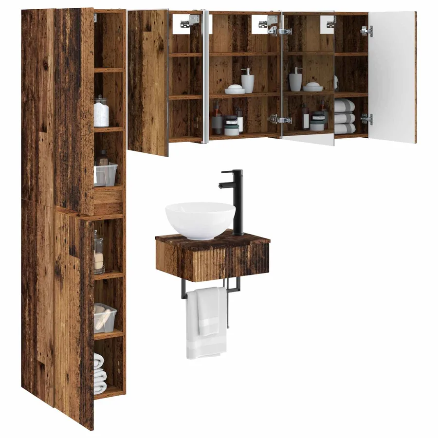 Ensemble de mobilier de salle de bain 5 pcs Bois ancien - 3