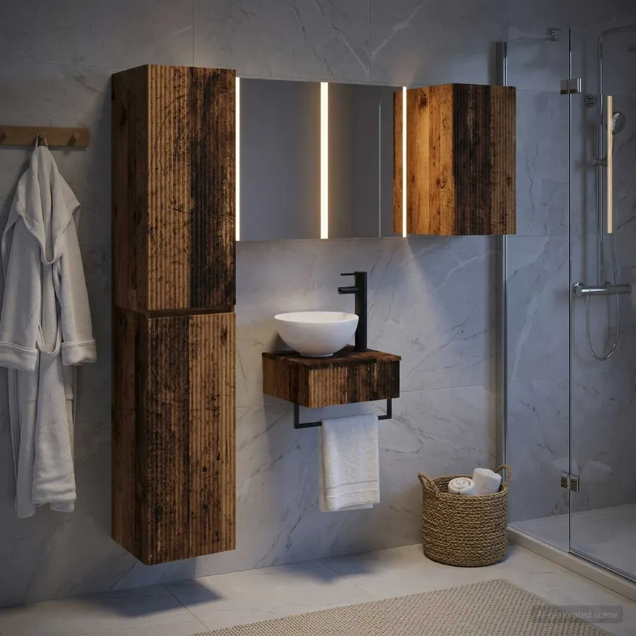 Ensemble de mobilier de salle de bain 5 pcs Bois ancien - 4