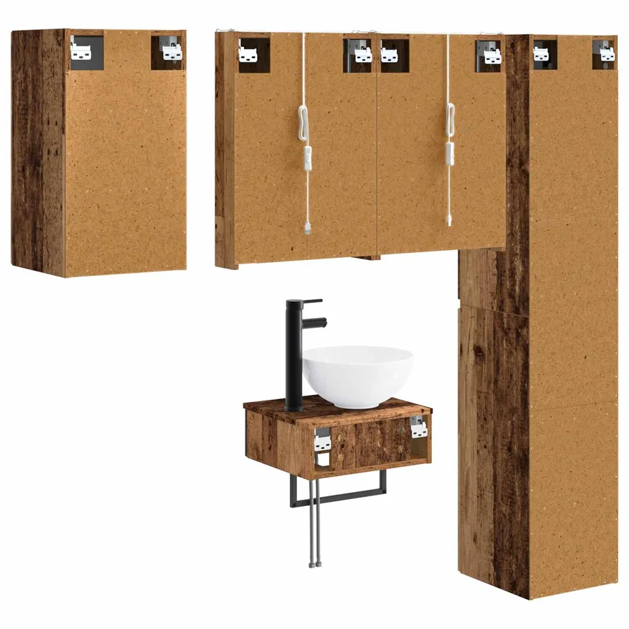 Ensemble de mobilier de salle de bain 5 pcs Bois ancien - 9