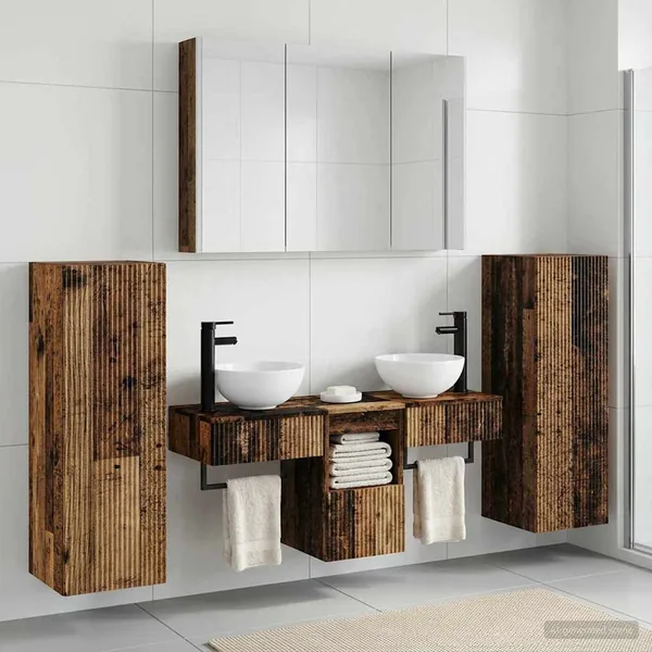 Ensemble de mobilier de salle de bain 6 pcs Bois ancien