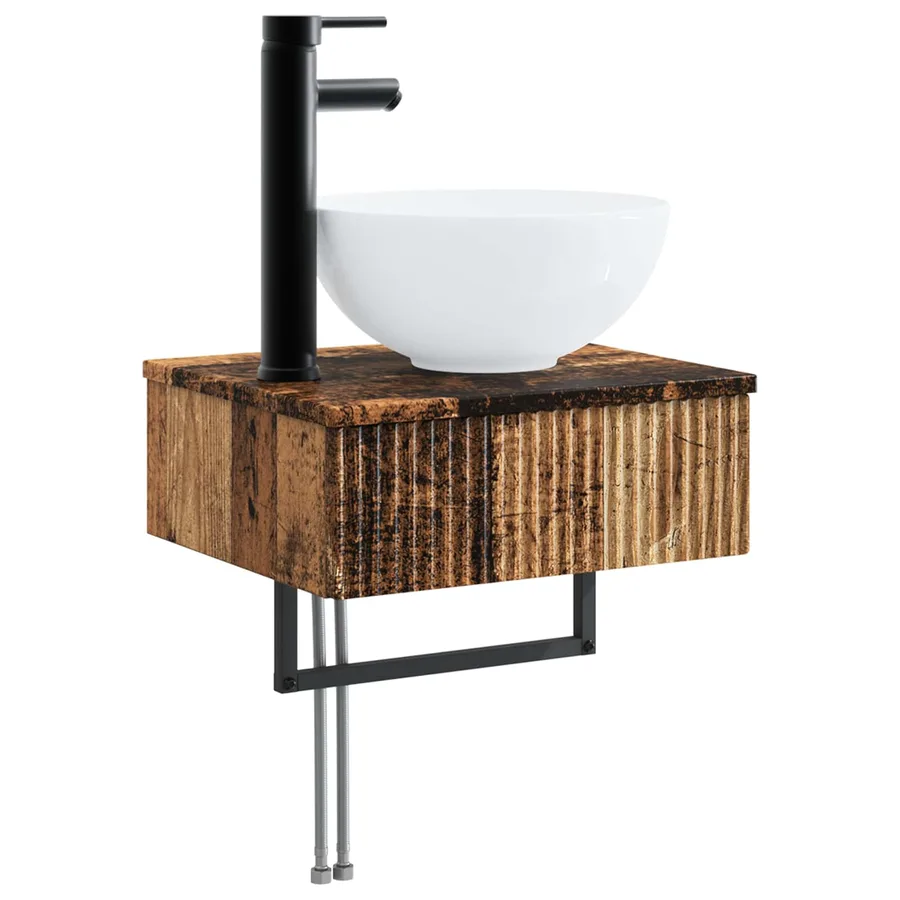 Ensemble de mobilier de salle de bain 6 pcs Bois ancien - 5