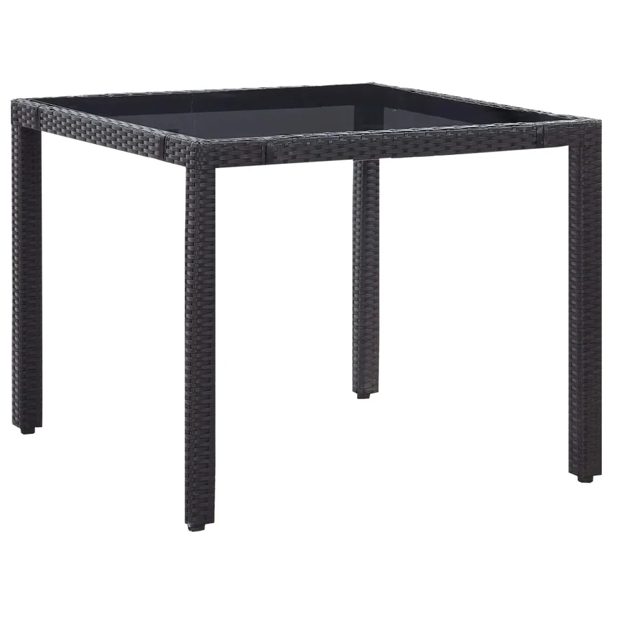 Ensemble à manger d'extérieur 5 pcs Résine tressée Noir - 3