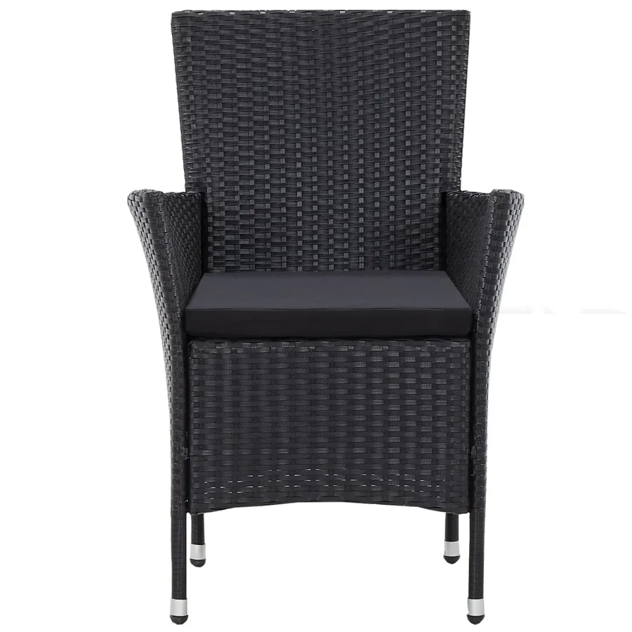 Ensemble à manger d'extérieur 5 pcs Résine tressée Noir - 4