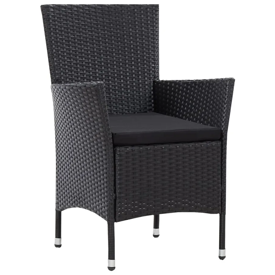 Ensemble à manger d'extérieur 5 pcs Résine tressée Noir - 5