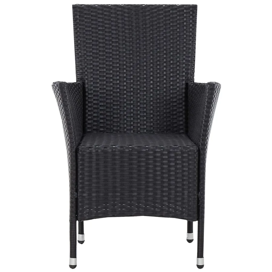 Ensemble à manger d'extérieur 5 pcs Résine tressée Noir - 6