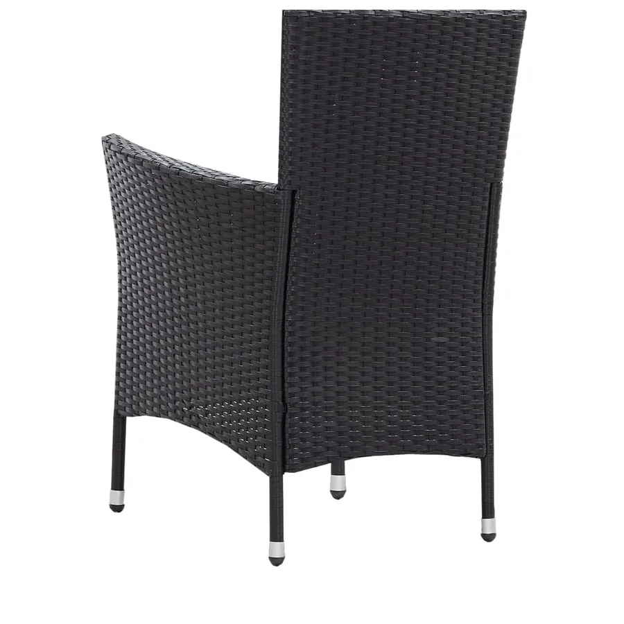 Ensemble à manger d'extérieur 5 pcs Résine tressée Noir - 7