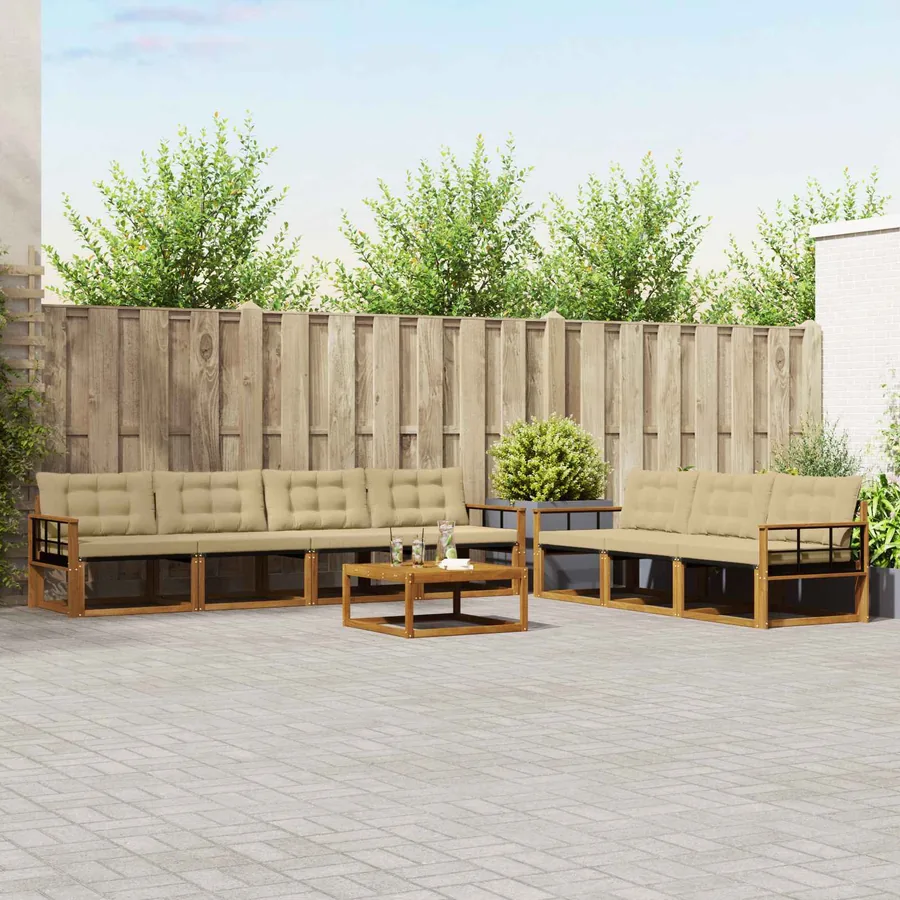 Ensemble de canapés d'extérieur 8 pcs Naturel et Beige