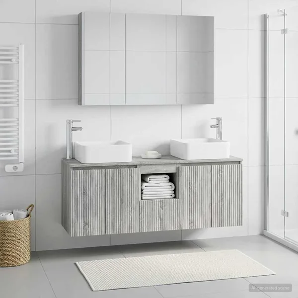 Ensemble d'armoire de salle de bain 4 pcs Sonoma gris