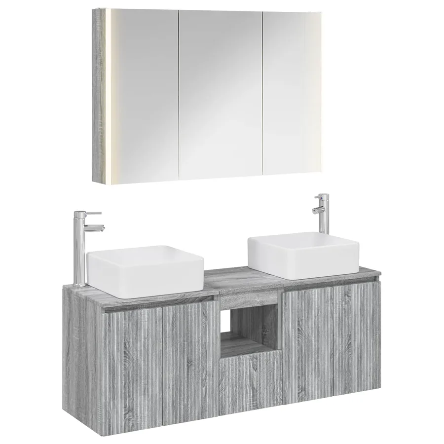 Ensemble d'armoire de salle de bain 4 pcs Sonoma gris - 2