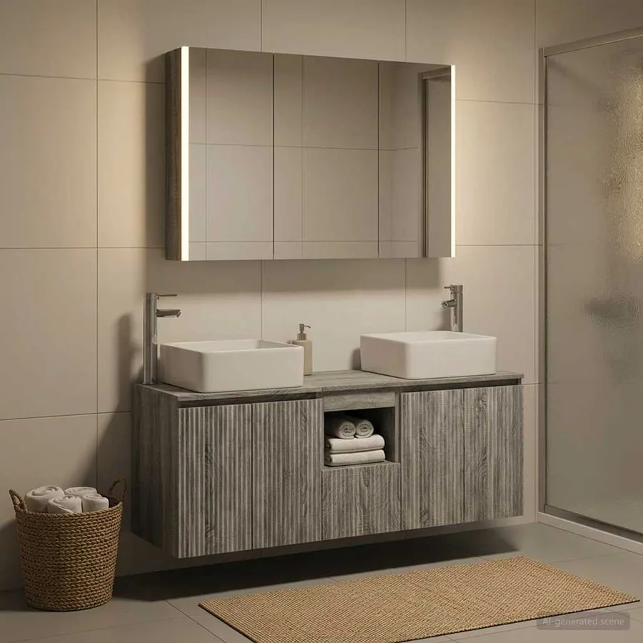 Ensemble d'armoire de salle de bain 4 pcs Sonoma gris - 4