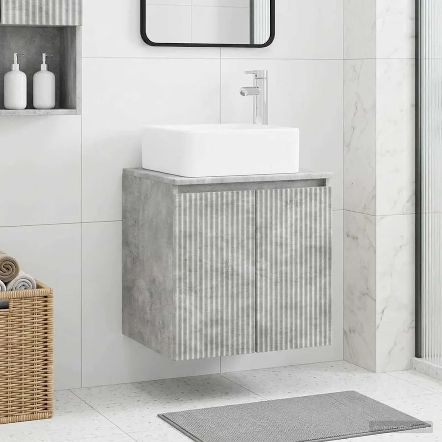 Vanité de lavabo mural Gris béton 49,5 x 41 x 63 cm