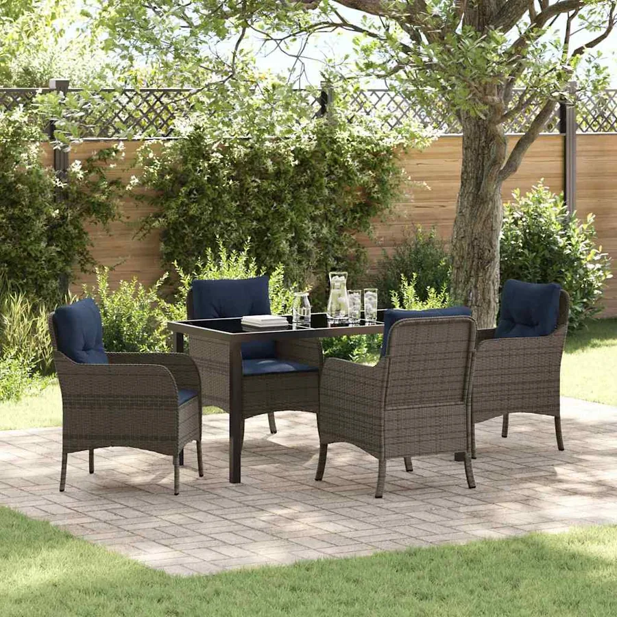 Ensemble de salle à manger pour jardin 5 pcs Gris polyrotin