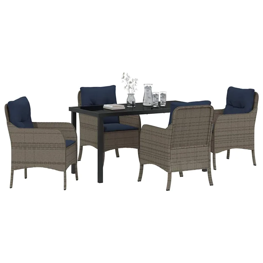Ensemble de salle à manger pour jardin 5 pcs Gris polyrotin - 3